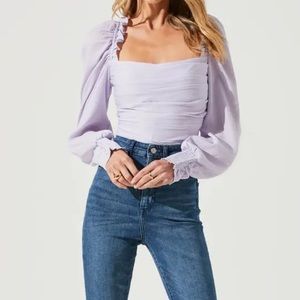 ASTR Square Neck Puff Sleeve Top💜